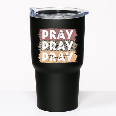 Pray On It Pray Over It Pray Through It Leopard Christian Tumbler