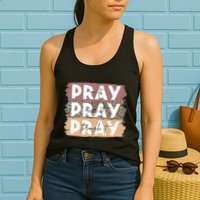 Pray On It Pray Over It Pray Through It Leopard Christian Womens Tank Top