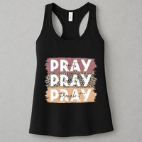 Pray On It Pray Over It Pray Through It Leopard Christian Womens Tank Top