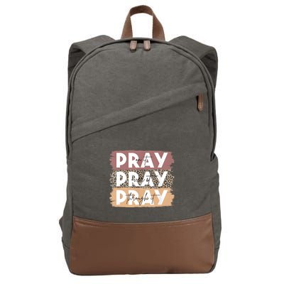 Pray On It Pray Over It Pray Through It Leopard Christian Cotton Canvas Backpack