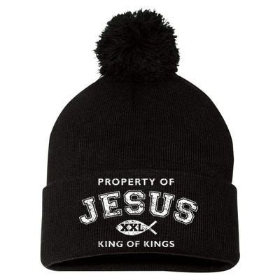 Property Of Jesus King Of Kings Xxl Pom Pom 12in Knit Beanie