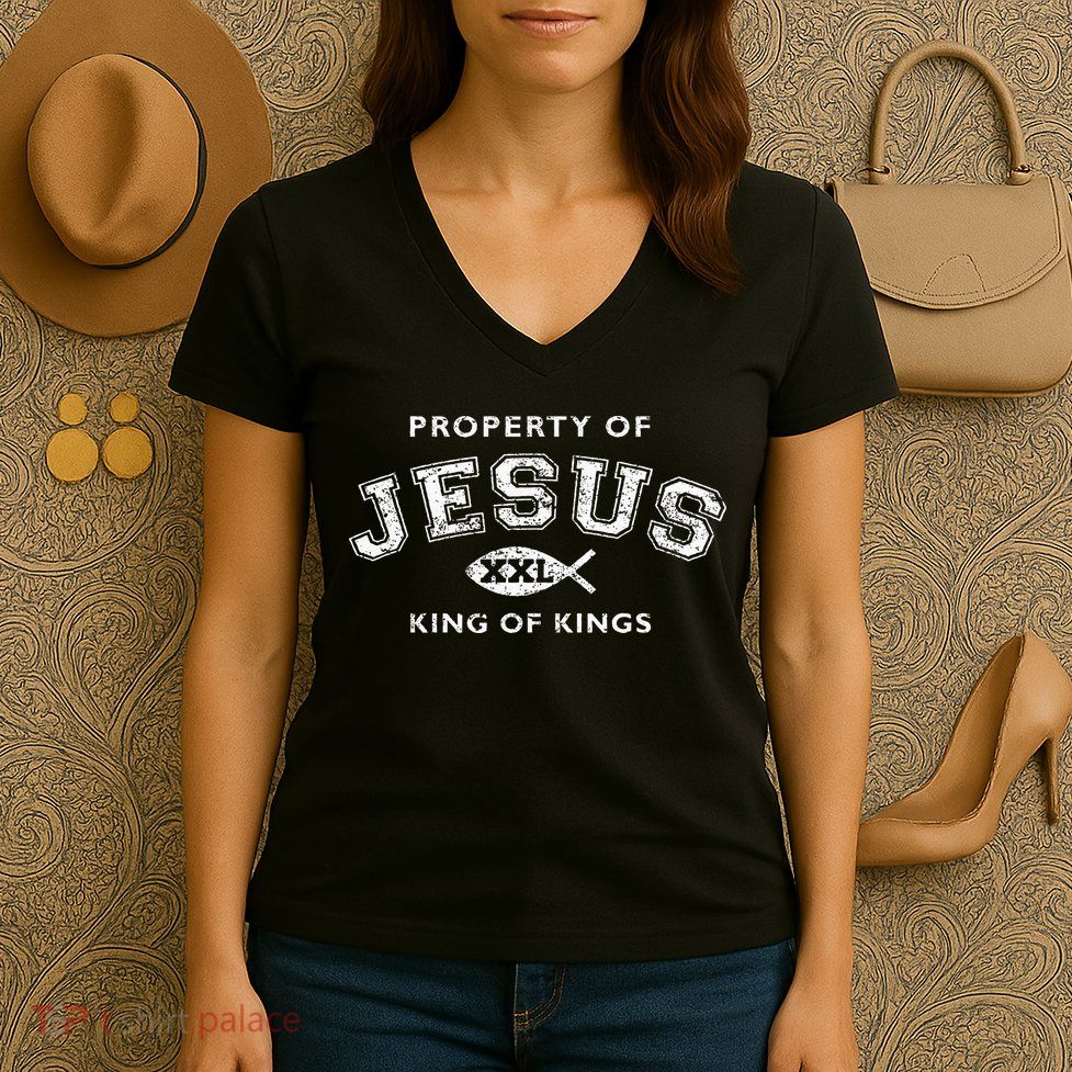 Property Of Jesus King Of Kings Xxl Women's V-Neck T-Shirt