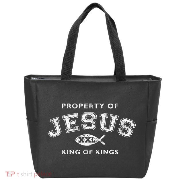 Property Of Jesus King Of Kings Xxl Zip Tote Bag