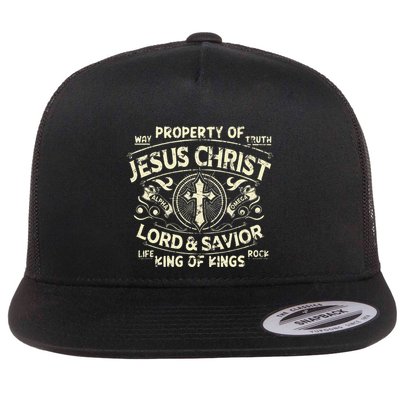 Property Of Jesus Christ Lord And Savior King Of Flat Bill Trucker Hat