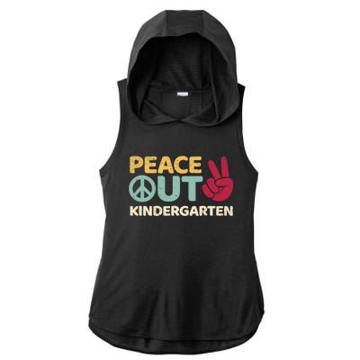 Peace Out Kindergarten Graduation Last Day Of School Ladies PosiCharge Tri-Blend Wicking Draft Hoodie Tank