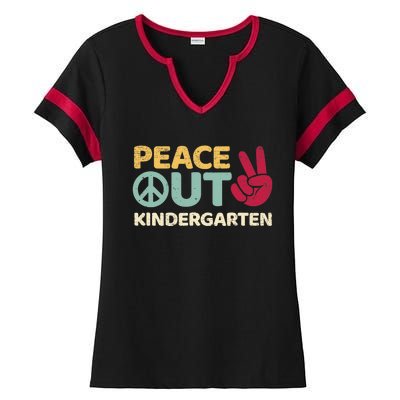 Peace Out Kindergarten Graduation Last Day Of School Ladies Halftime Notch Neck Tee