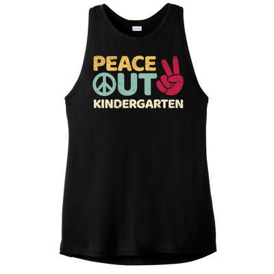 Peace Out Kindergarten Graduation Last Day Of School Ladies PosiCharge Tri-Blend Wicking Tank