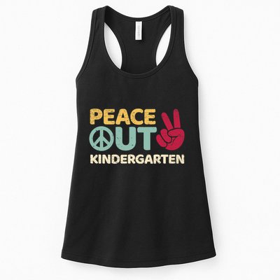 Peace Out Kindergarten Graduation Last Day Of School Women's Racerback Tank