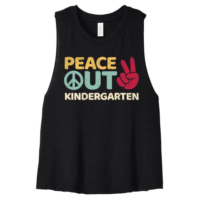 Peace Out Kindergarten Graduation Last Day Of School Women's Racerback Cropped Tank