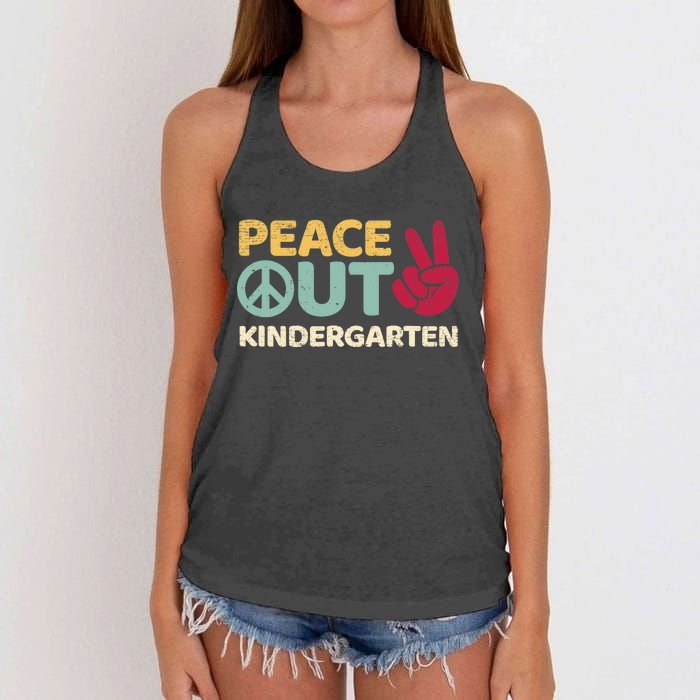 Peace Out Kindergarten Graduation Last Day Of School Women's Knotted Racerback Tank