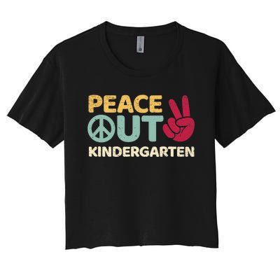 Peace Out Kindergarten Graduation Last Day Of School Women's Crop Top Tee