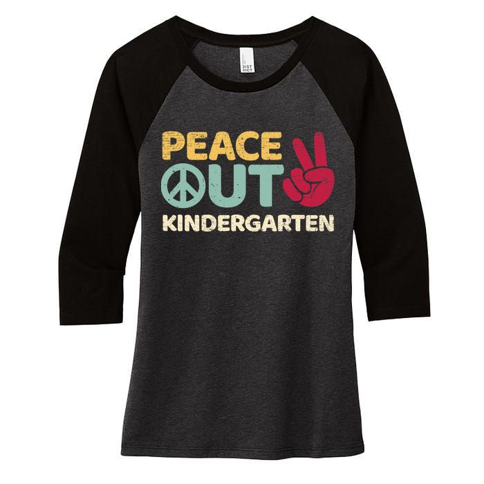 Peace Out Kindergarten Graduation Last Day Of School Women's Tri-Blend 3/4-Sleeve Raglan Shirt