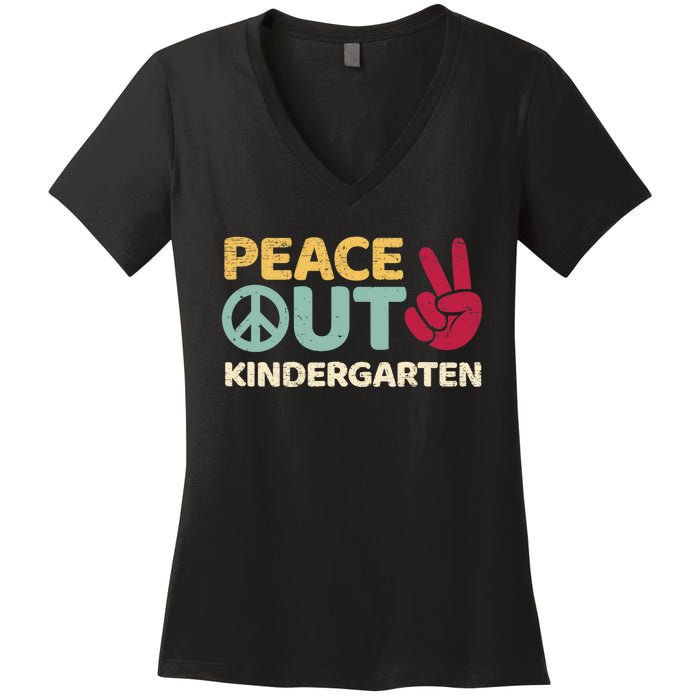 Peace Out Kindergarten Graduation Last Day Of School Women's V-Neck T-Shirt