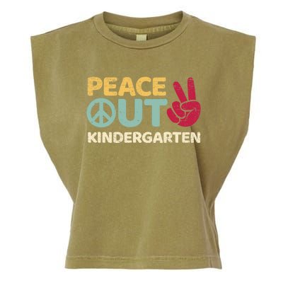 Peace Out Kindergarten Graduation Last Day Of School Garment-Dyed Women's Muscle Tee