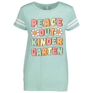 Peace Out Kindergarten Cute Groovy Last Day Of Kindergarten Enza Ladies Jersey Football T-Shirt