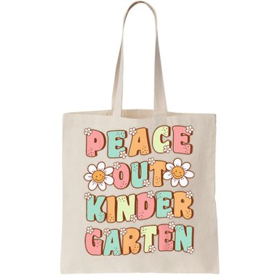 Peace Out Kindergarten Cute Groovy Last Day Of Kindergarten Tote Bag