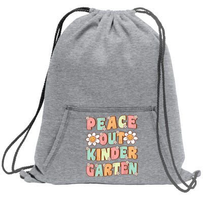 Peace Out Kindergarten Cute Groovy Last Day Of Kindergarten Sweatshirt Cinch Pack Bag