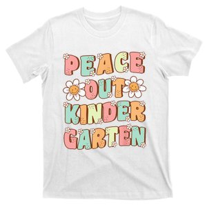 Peace Out Kindergarten Cute Groovy Last Day Of Kindergarten T-Shirt