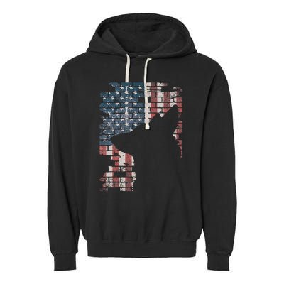 Police Officer K9 Dog Shep Pd American Flag Silhouette Garment-Dyed Fleece Hoodie