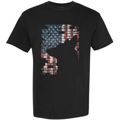 Police Officer K9 Dog Shep Pd American Flag Silhouette Garment-Dyed Heavyweight T-Shirt