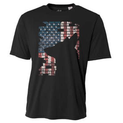 Police Officer K9 Dog Shep Pd American Flag Silhouette Cooling Performance Crew T-Shirt