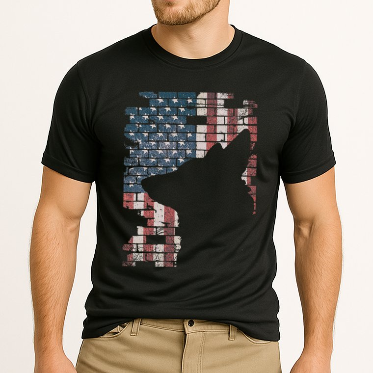 Police Officer K9 Dog Shep Pd American Flag Silhouette Cooling Performance Crew T-Shirt