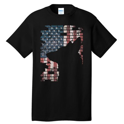 Police Officer K9 Dog Shep Pd American Flag Silhouette Tall T-Shirt