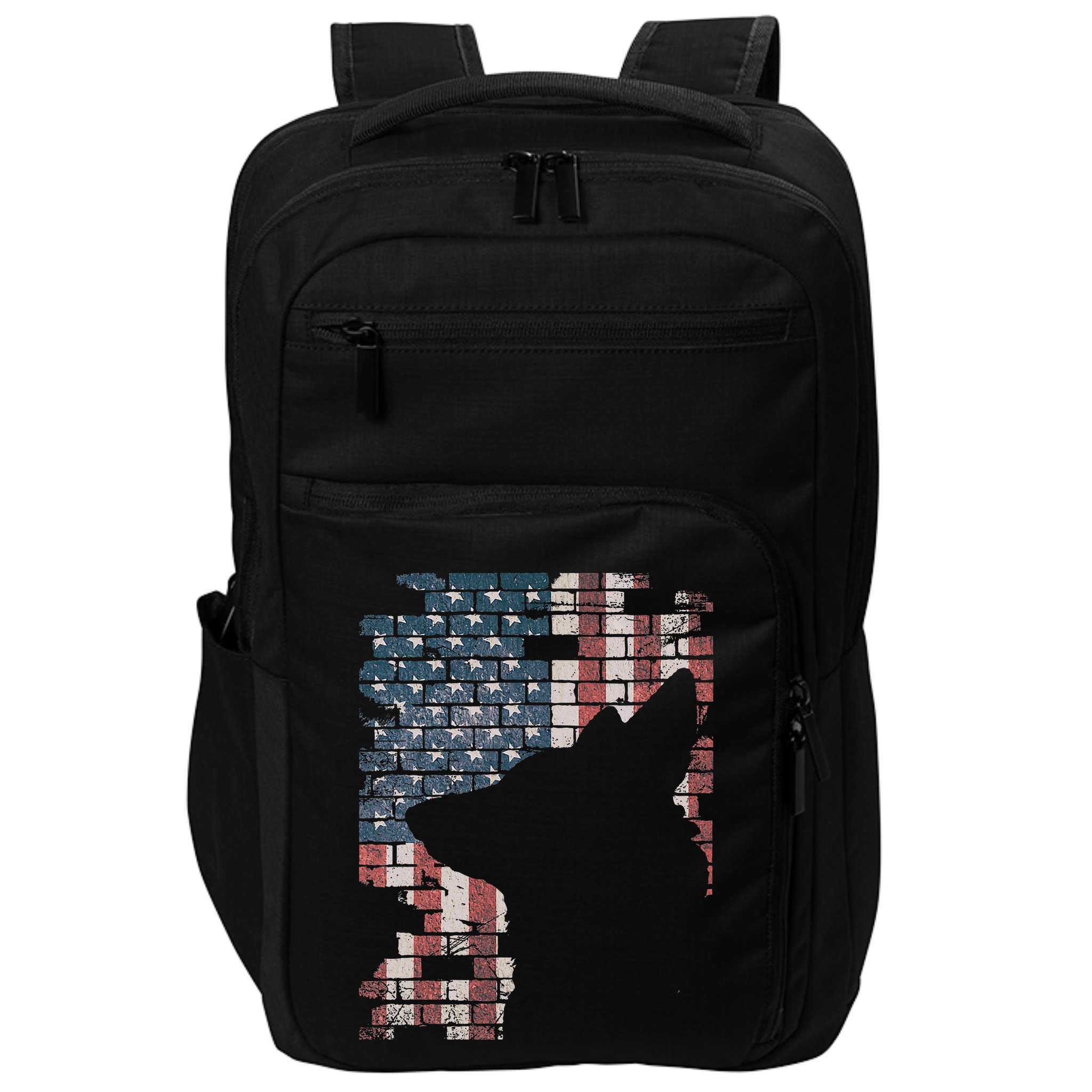 Police Officer K9 Dog Shep Pd American Flag Silhouette Impact Tech Backpack