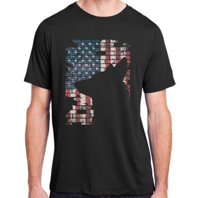 Police Officer K9 Dog Shep Pd American Flag Silhouette Adult ChromaSoft Performance T-Shirt