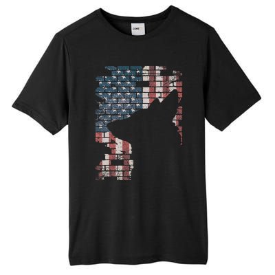 Police Officer K9 Dog Shep Pd American Flag Silhouette Tall Fusion ChromaSoft Performance T-Shirt