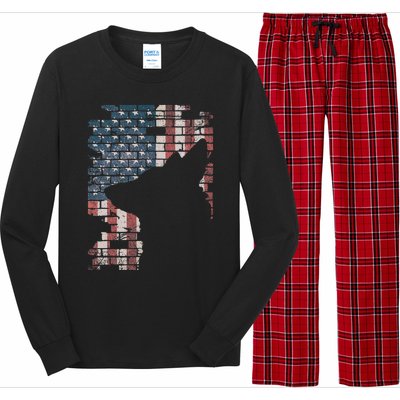 Police Officer K9 Dog Shep Pd American Flag Silhouette Long Sleeve Pajama Set