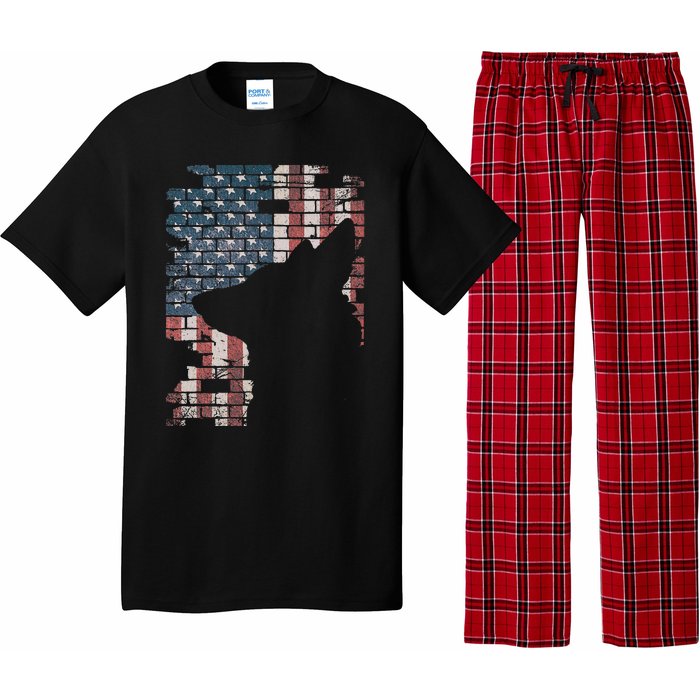 Police Officer K9 Dog Shep Pd American Flag Silhouette Pajama Set