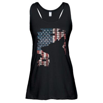 Police Officer K9 Dog Shep Pd American Flag Silhouette Ladies Essential Flowy Tank