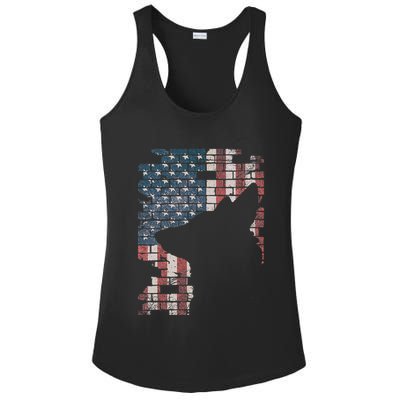 Police Officer K9 Dog Shep Pd American Flag Silhouette Ladies PosiCharge Competitor Racerback Tank