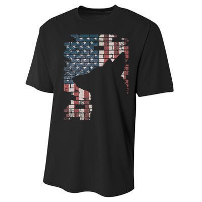 Police Officer K9 Dog Shep Pd American Flag Silhouette Performance Sprint T-Shirt