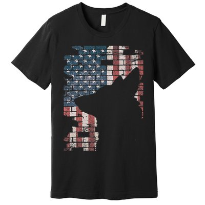 Police Officer K9 Dog Shep Pd American Flag Silhouette Premium T-Shirt