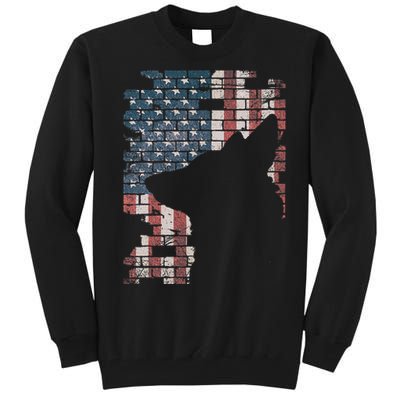 Police Officer K9 Dog Shep Pd American Flag Silhouette Tall Sweatshirt