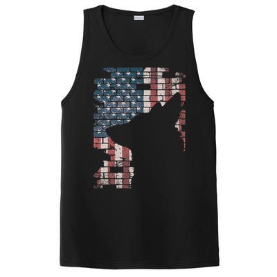 Police Officer K9 Dog Shep Pd American Flag Silhouette PosiCharge Competitor Tank