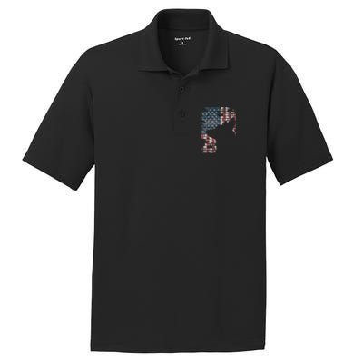 Police Officer K9 Dog Shep Pd American Flag Silhouette PosiCharge RacerMesh Polo