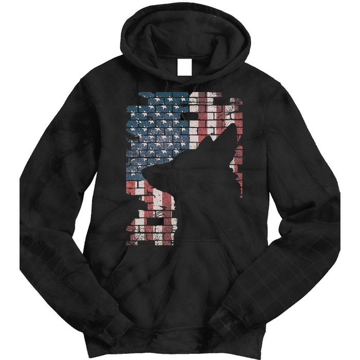 Police Officer K9 Dog Shep Pd American Flag Silhouette Tie Dye Hoodie