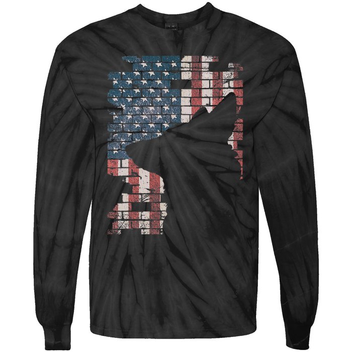 Police Officer K9 Dog Shep Pd American Flag Silhouette Tie-Dye Long Sleeve Shirt