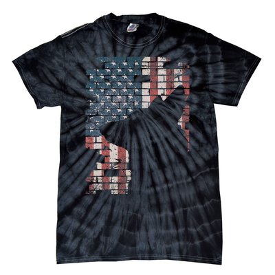 Police Officer K9 Dog Shep Pd American Flag Silhouette Tie-Dye T-Shirt