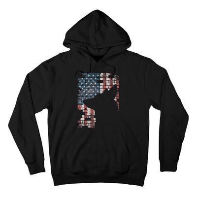 Police Officer K9 Dog Shep Pd American Flag Silhouette Tall Hoodie