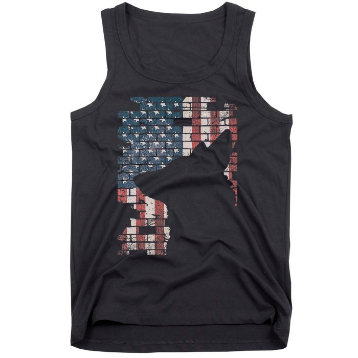 Police Officer K9 Dog Shep Pd American Flag Silhouette Tank Top