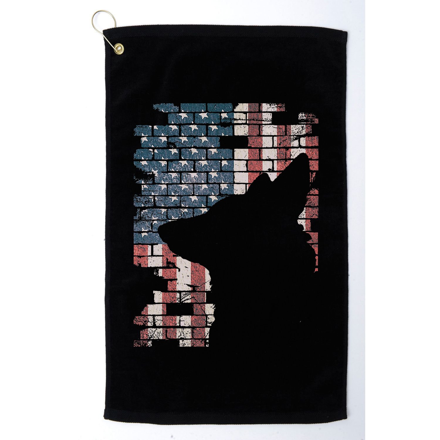 Police Officer K9 Dog Shep Pd American Flag Silhouette Golf Towel
