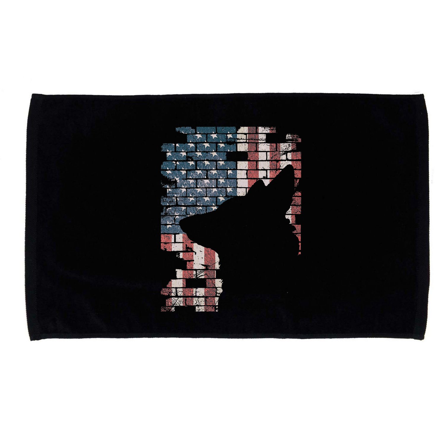 Police Officer K9 Dog Shep Pd American Flag Silhouette Microfiber Hand Towel