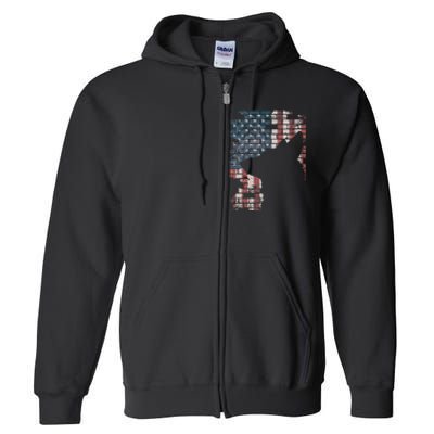 Police Officer K9 Dog Shep Pd American Flag Silhouette Full Zip Hoodie