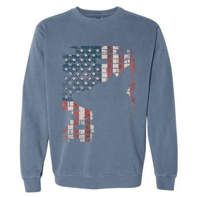 Police Officer K9 Dog Shep Pd American Flag Silhouette Garment-Dyed Sweatshirt