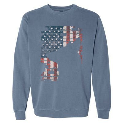 Police Officer K9 Dog Shep Pd American Flag Silhouette Garment-Dyed Sweatshirt