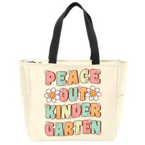 Peace Out Kindergarten Cute Groovy Last Day of Kindergarten Zip Tote Bag